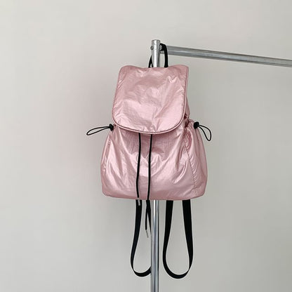 Plain Flap Backpack Drawstring