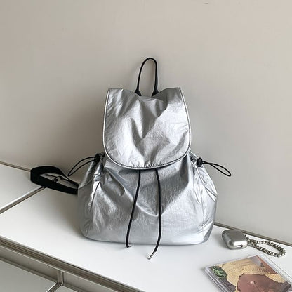 Plain Flap Backpack Drawstring