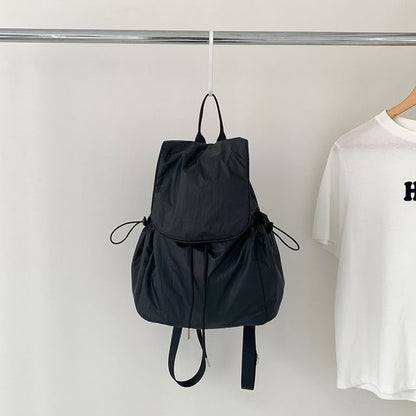 Plain Flap Backpack Drawstring