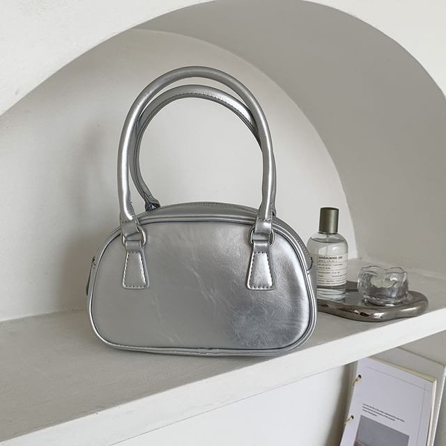 Faux Bag Leather Plain Bowler