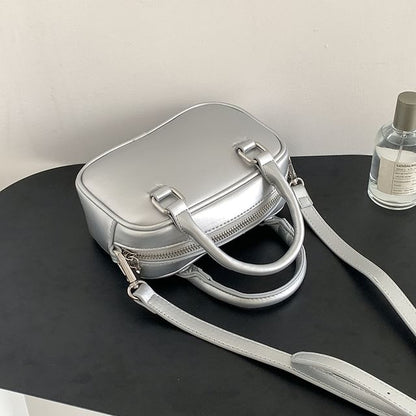 Leather Top Handle Faux Bag Plain Crossbody