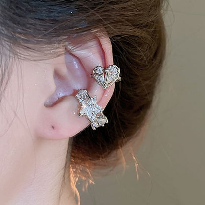 Heart Rhinestone Cuff Star Ear /
