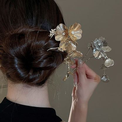 Stick Rhinestone Hair Floral