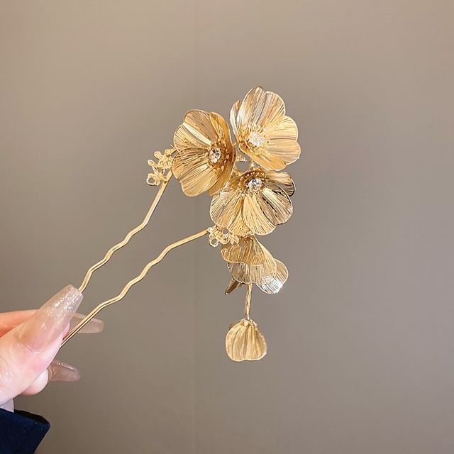 Stick Rhinestone Hair Floral