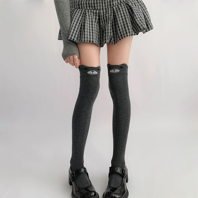 Bear Pattern Over The Knee Socks