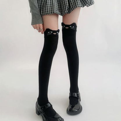 Bear Pattern Over The Knee Socks