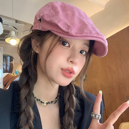 Casquette plate en coton rose