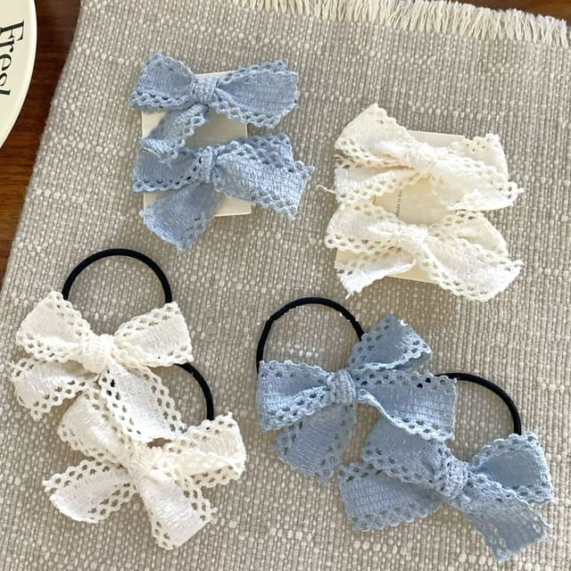 Perforated Plain Bow Hair Clip / Hair Tie