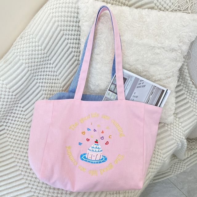 Embroidered Canvas Tote Bag