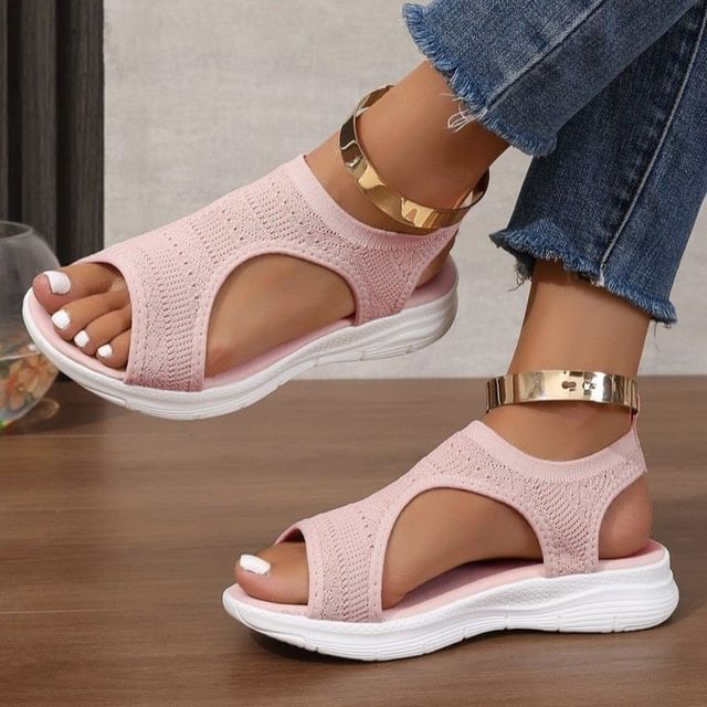 Knit Sandals Plain Platform