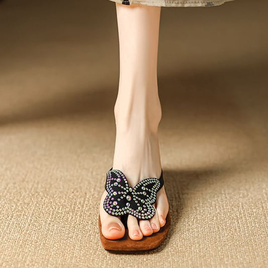 Thong Sandals Wedge Butterfly