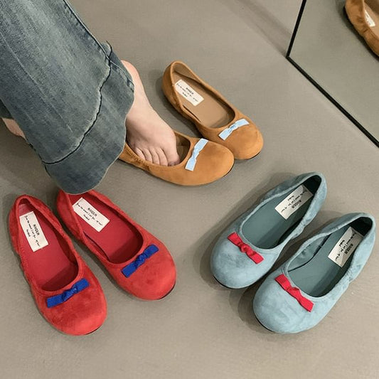 Faux Flats Bow Suede