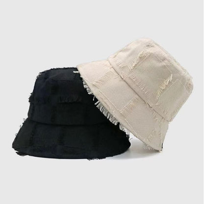 Distressed Frayed Bucket Hat Edge