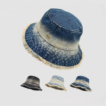 Bucket Frayed Edge With Denim Hat