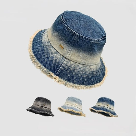 Bucket Frayed Edge With Denim Hat