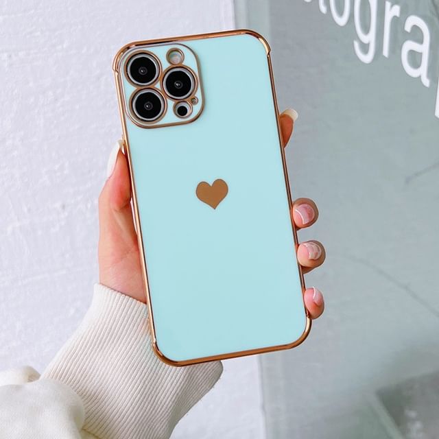 Heart Contrast Lettering Phone Case For iPhone 11, 11 Pro, 11 Pro Max, 12/12 Pro, 12 Pro Max, 13, 13 Pro, 13 Pro Max, 14, 14 Plus, 14 Pro, 14 Pro Max, 15, 15 Pro, 15 Pro Max