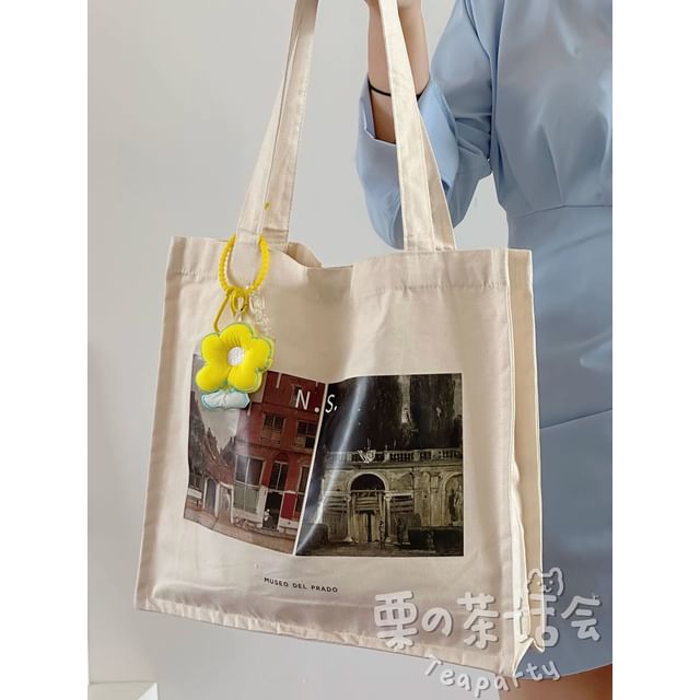 Print Canvas Tote Bag / Bag Charm / Set