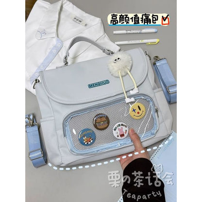 PVC Panel Flap Messenger Bag