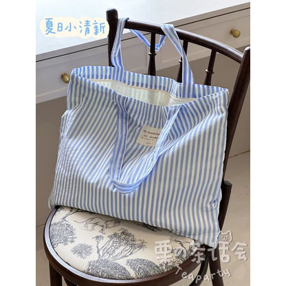 Striped Applique Tote Bag / Bag Charm / Set