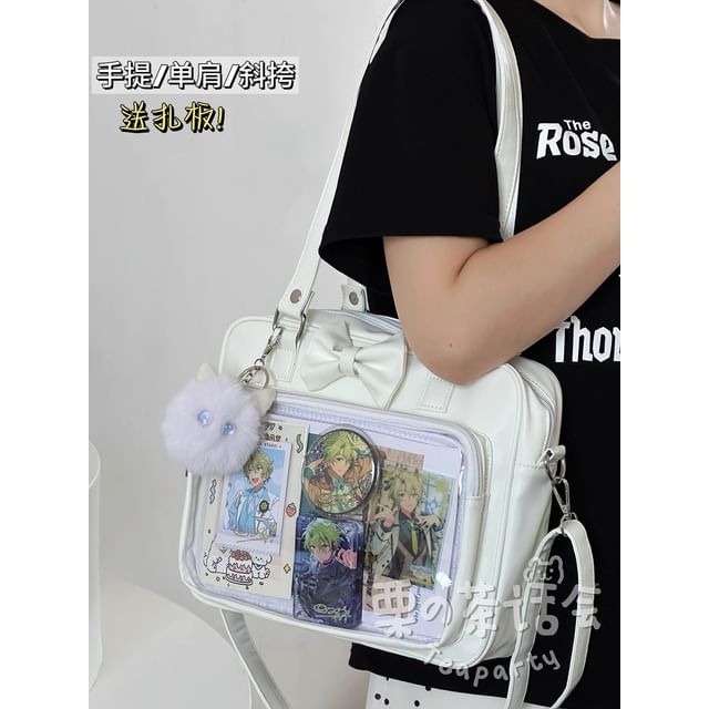 Bow PVC Panel Tote Bag / Bag Charm / Set