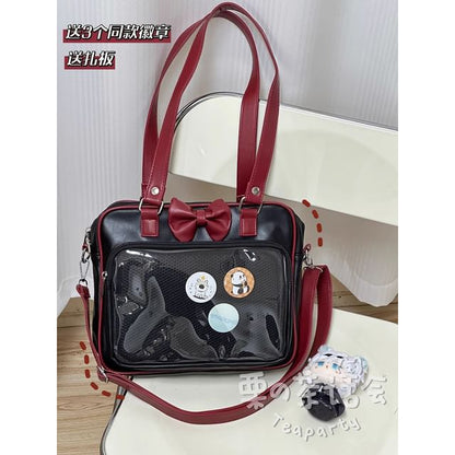 Bow PVC Panel Tote Bag / Bag Charm / Set