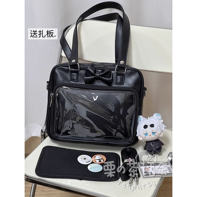 Bow PVC Panel Tote Bag / Bag Charm / Set