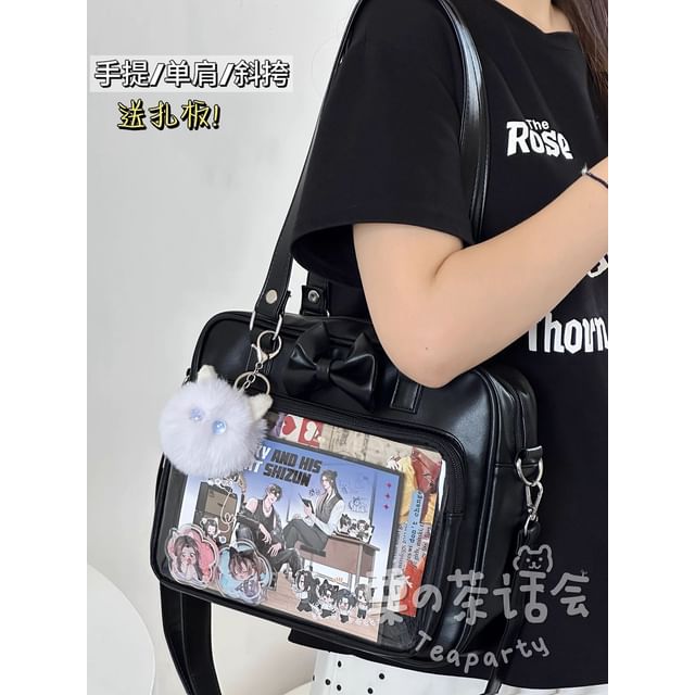 Bow PVC Panel Tote Bag / Bag Charm / Set