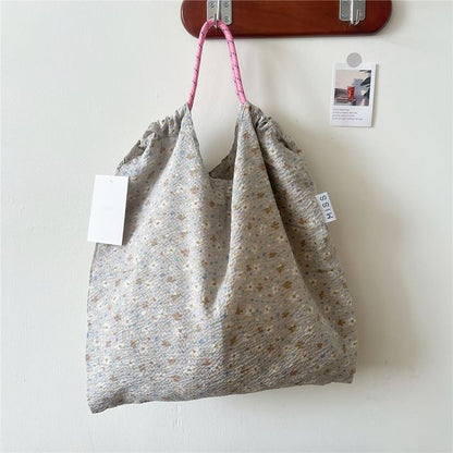 Floral Drawstring Tote Bag