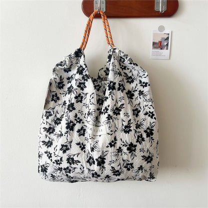 Floral Drawstring Tote Bag