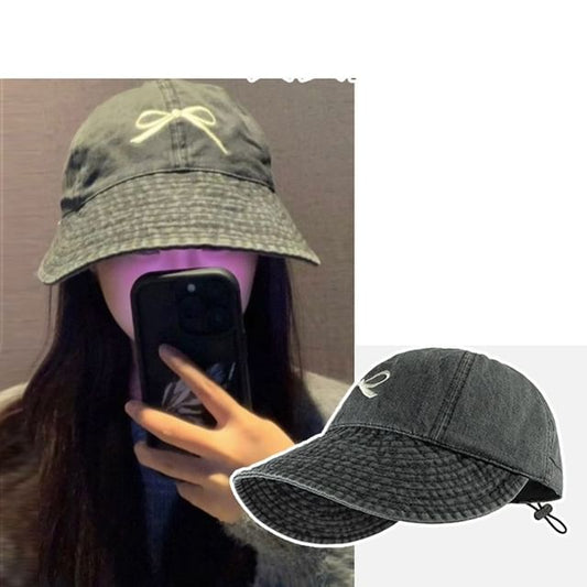 Denim Cap Embroidered Bow Baseball