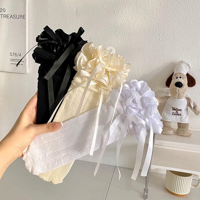 Bow Ruffle Trim Socks / Set