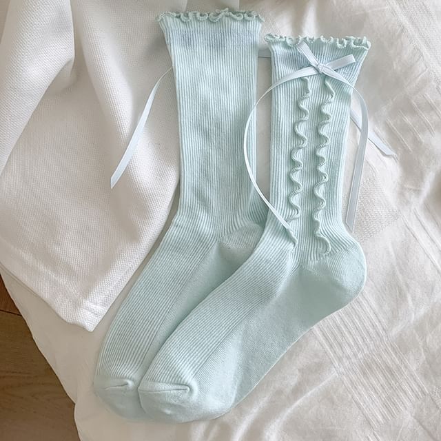 Bow Lettuce Edge Socks / Set