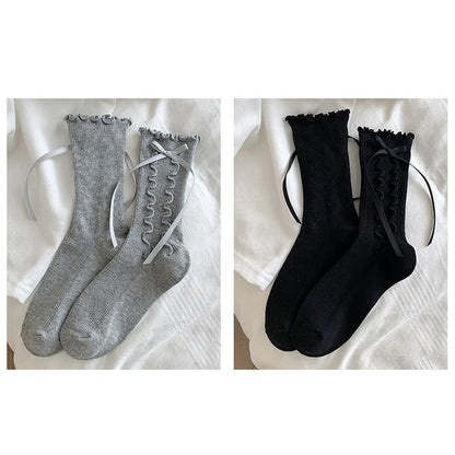 Bow Lettuce Edge Socks / Set