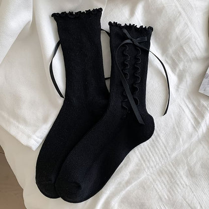 Bow Lettuce Edge Socks / Set