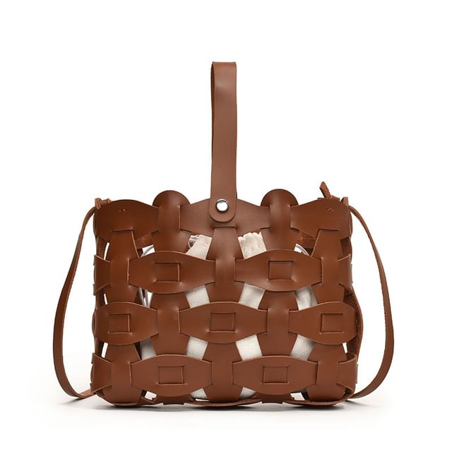 Crossbody Leather Faux Cutout Bag