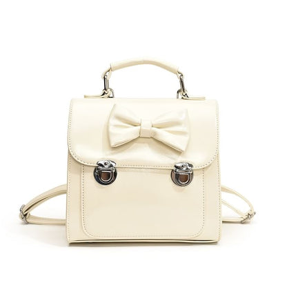 Flap Backpack Bow Leather Faux