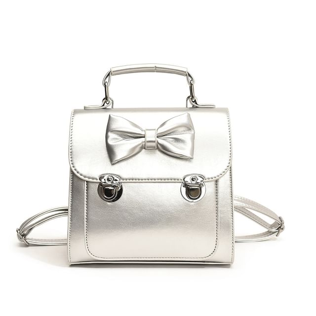 Flap Backpack Bow Leather Faux