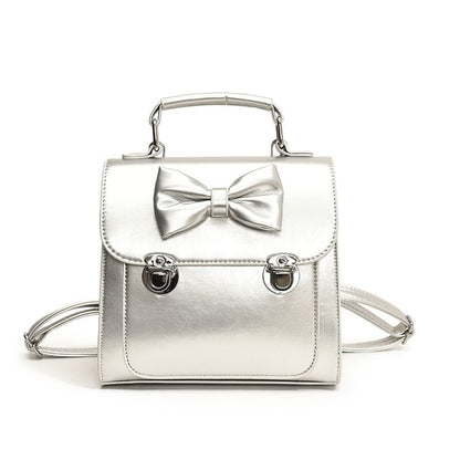 Flap Backpack Bow Leather Faux