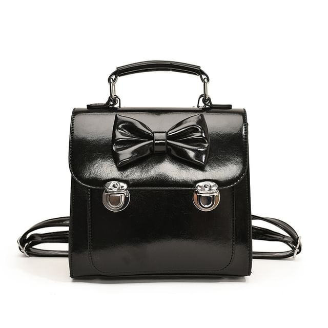 Flap Backpack Bow Leather Faux