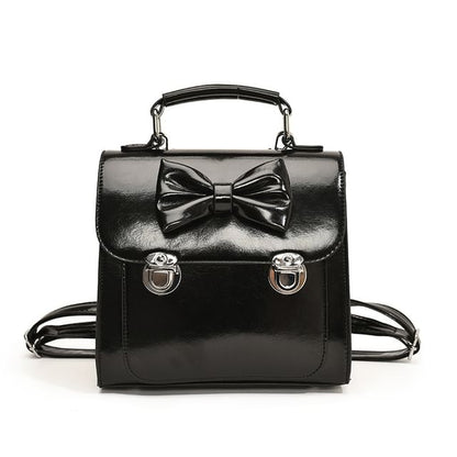 Flap Backpack Bow Leather Faux