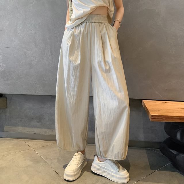 High Rise Plain Cropped Harem Pants