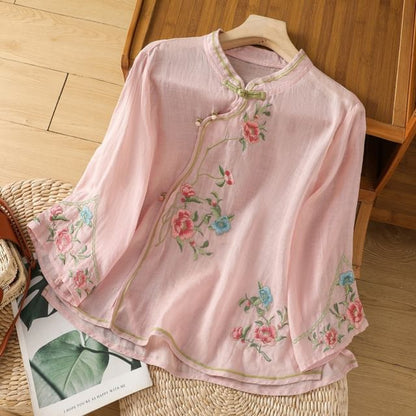 Flower Embroidered Blouse