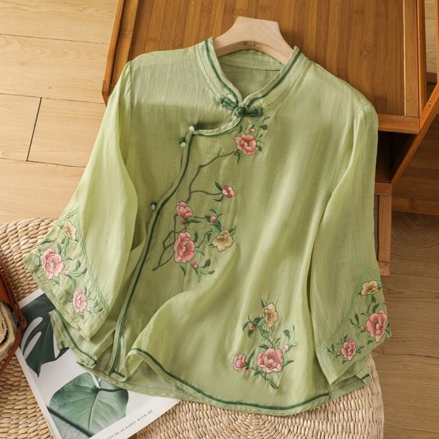 Flower Embroidered Blouse