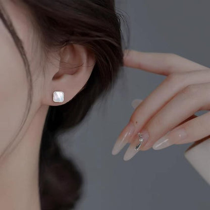 Square Shell Alloy Stud Earring