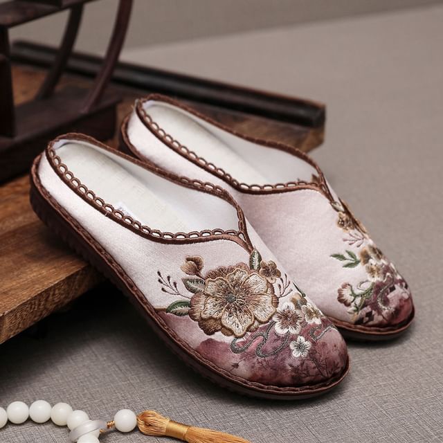 Mules Textile Embroidered