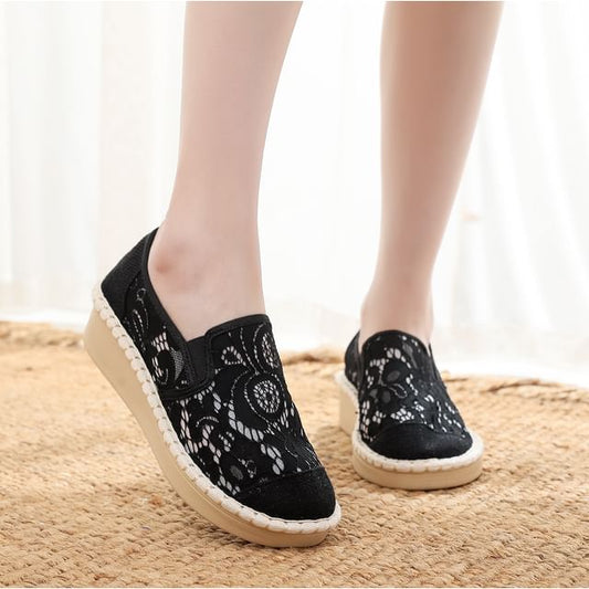 Lace Slip-Ons Wedge-Heel