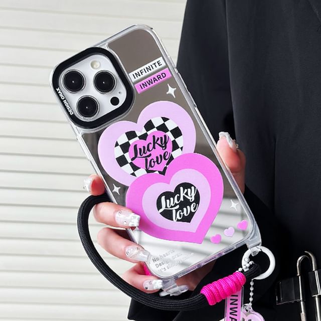 Heart Mirrored Strap Phone Case