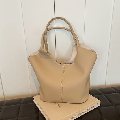 Faux Leather Plain Tote Bag