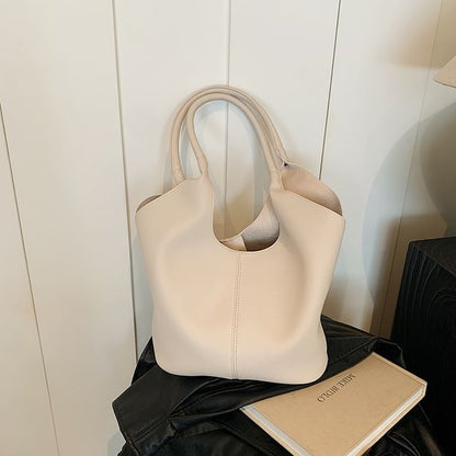 Faux Leather Plain Tote Bag