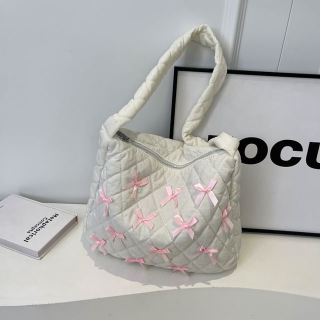 Bow Quilted Tote Bag